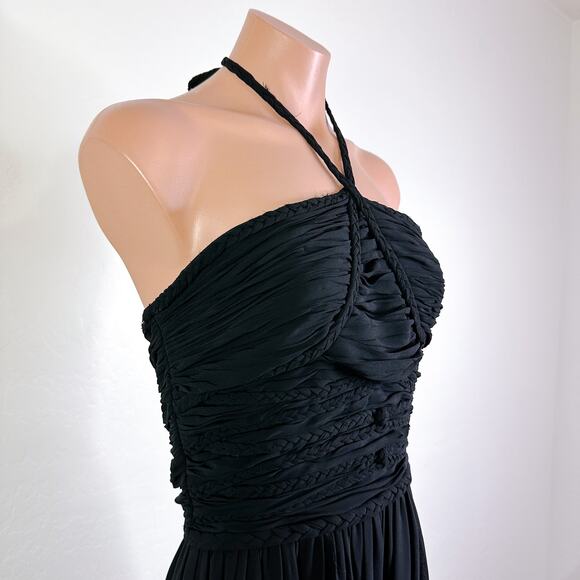 Dress The Population Aura Chiffon Halter Maxi Dress Evening Date Black M NWT - Picture 3 of 13